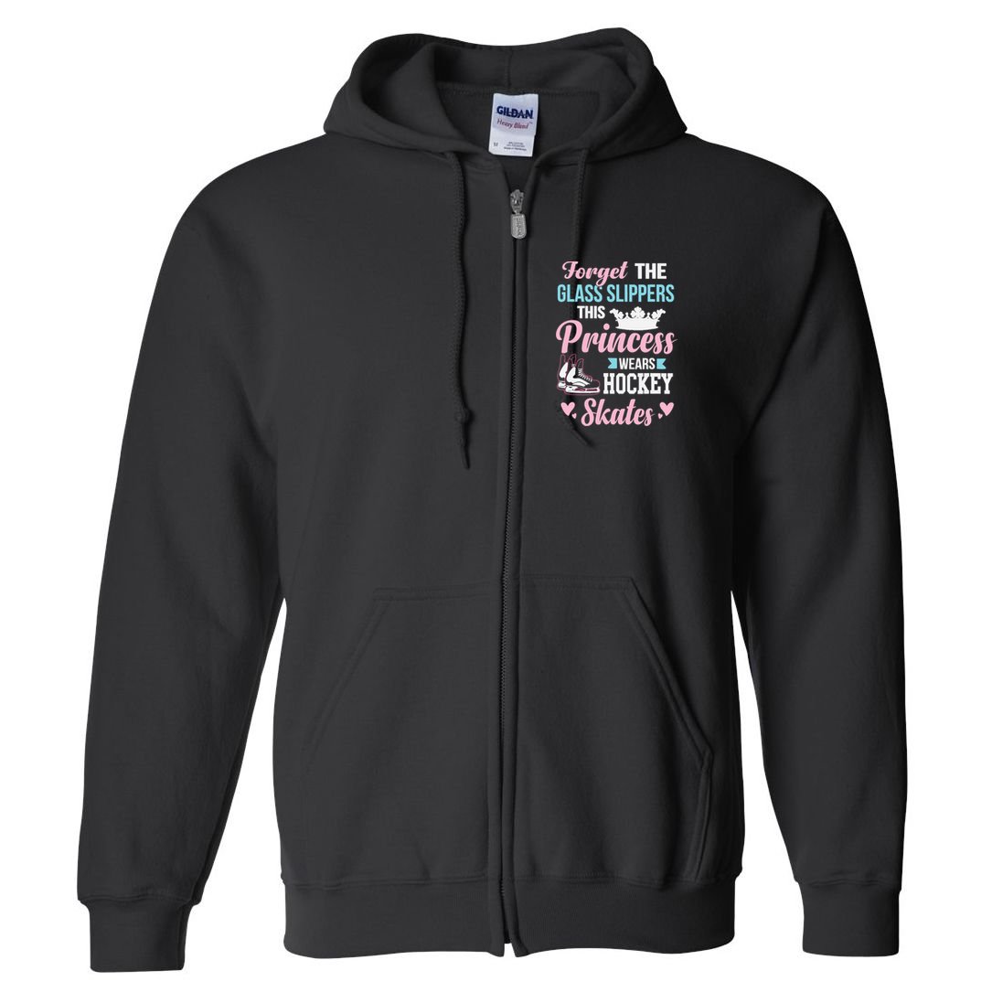 Girls Ice Hockey TShirt This Princess Wears Hockey Skates Full Zip Hoodie