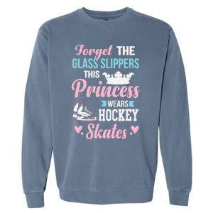 Girls Ice Hockey TShirt This Princess Wears Hockey Skates Garment-Dyed Sweatshirt