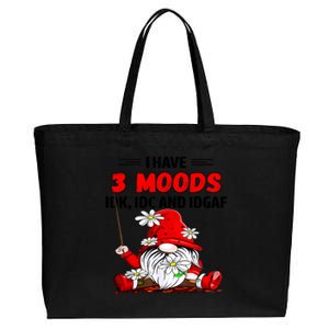 Gnome I Have 3 Moods Idk Idc And Idgaf Cotton Canvas Jumbo Tote