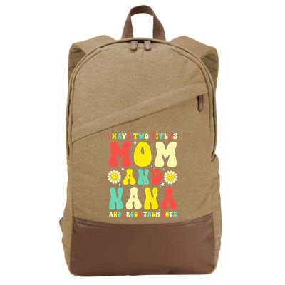 Groovy I Have Two Titles Mom And Nana Colorful Flowers Cotton Canvas Backpack