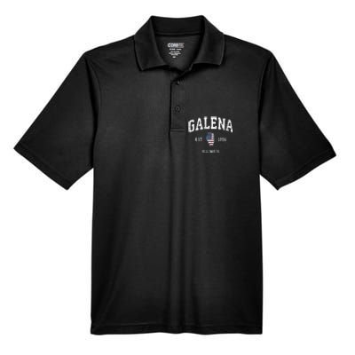 Galena Illinois Il Vintage American Flag Sports Design Men's Origin Performance Pique Polo