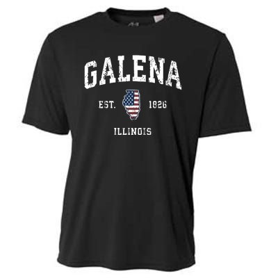 Galena Illinois Il Vintage American Flag Sports Design Cooling Performance Crew T-Shirt