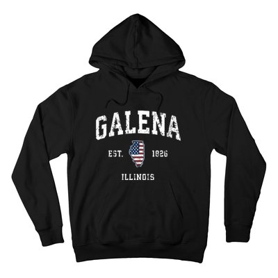 Galena Illinois Il Vintage American Flag Sports Design Hoodie