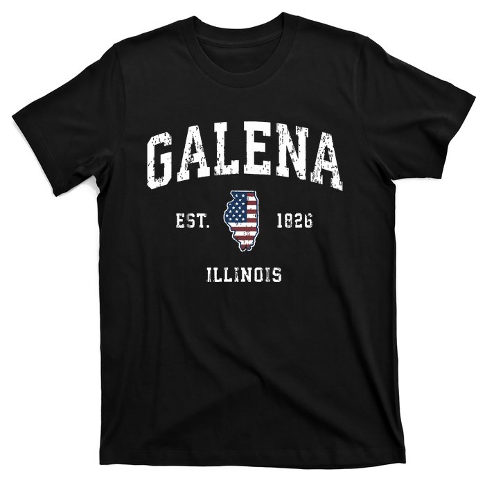 Galena Illinois Il Vintage American Flag Sports Design T-Shirt