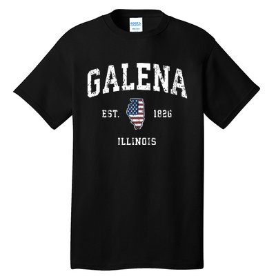 Galena Illinois Il Vintage American Flag Sports Design Tall T-Shirt