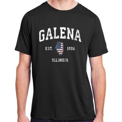 Galena Illinois Il Vintage American Flag Sports Design Adult ChromaSoft Performance T-Shirt