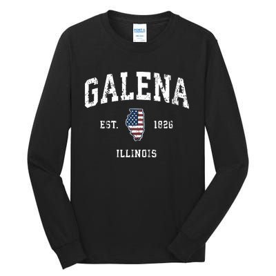 Galena Illinois Il Vintage American Flag Sports Design Tall Long Sleeve T-Shirt