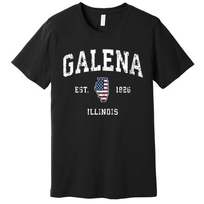 Galena Illinois Il Vintage American Flag Sports Design Premium T-Shirt