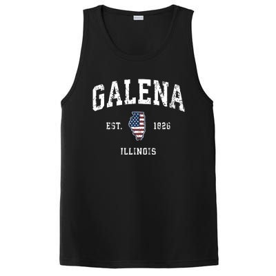 Galena Illinois Il Vintage American Flag Sports Design PosiCharge Competitor Tank