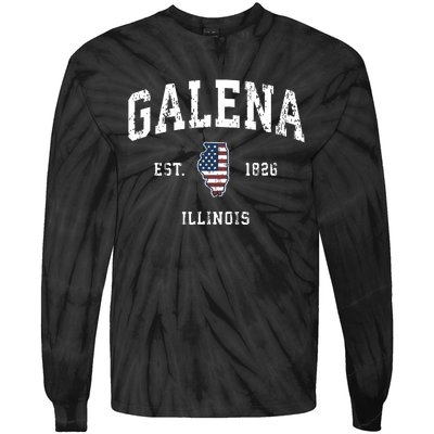 Galena Illinois Il Vintage American Flag Sports Design Tie-Dye Long Sleeve Shirt