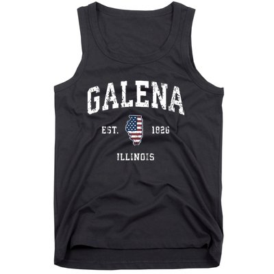 Galena Illinois Il Vintage American Flag Sports Design Tank Top