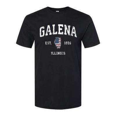 Galena Illinois Il Vintage American Flag Sports Design Softstyle CVC T-Shirt