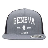 Geneva Illinois Il Vintage Established Athletic Sports Design Flat Bill Trucker Hat