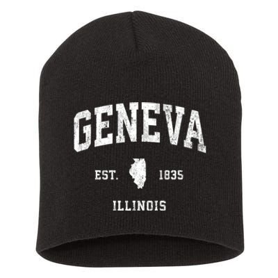 Geneva Illinois Il Vintage Established Athletic Sports Design Short Acrylic Beanie