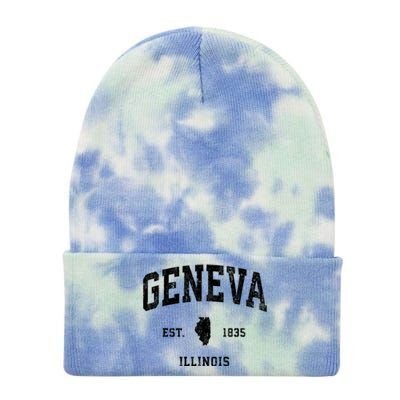 Geneva Illinois Il Vintage Established Athletic Sports Design Tie Dye 12in Knit Beanie