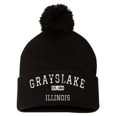 Grayslake Illinois Il Vintage Pom Pom 12in Knit Beanie