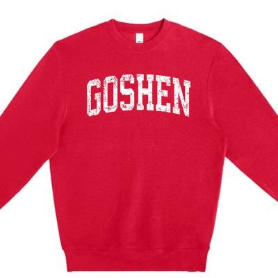 Goshen Indiana In Vintage Athletic Sports Design Premium Crewneck Sweatshirt