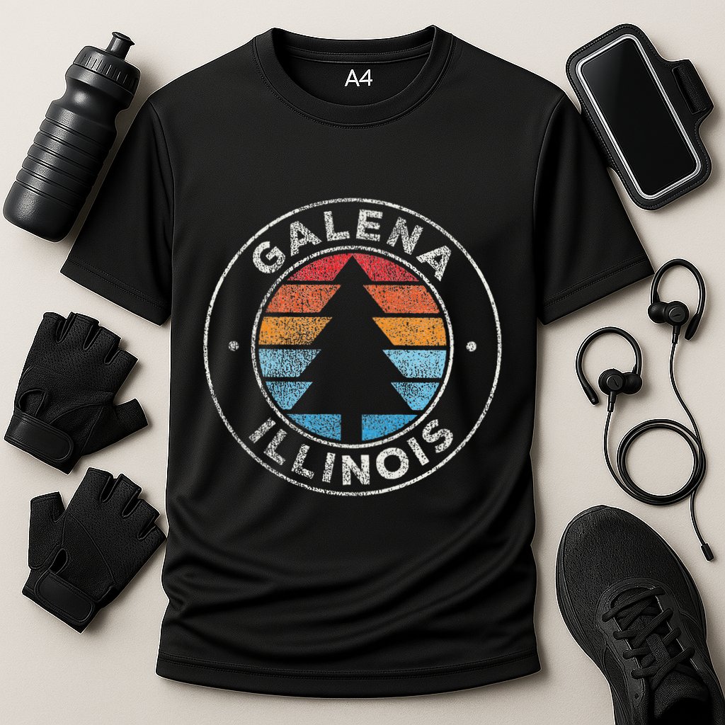 Galena Illinois Il Vintage Graphic Retro 70s Cooling Performance Crew T-Shirt