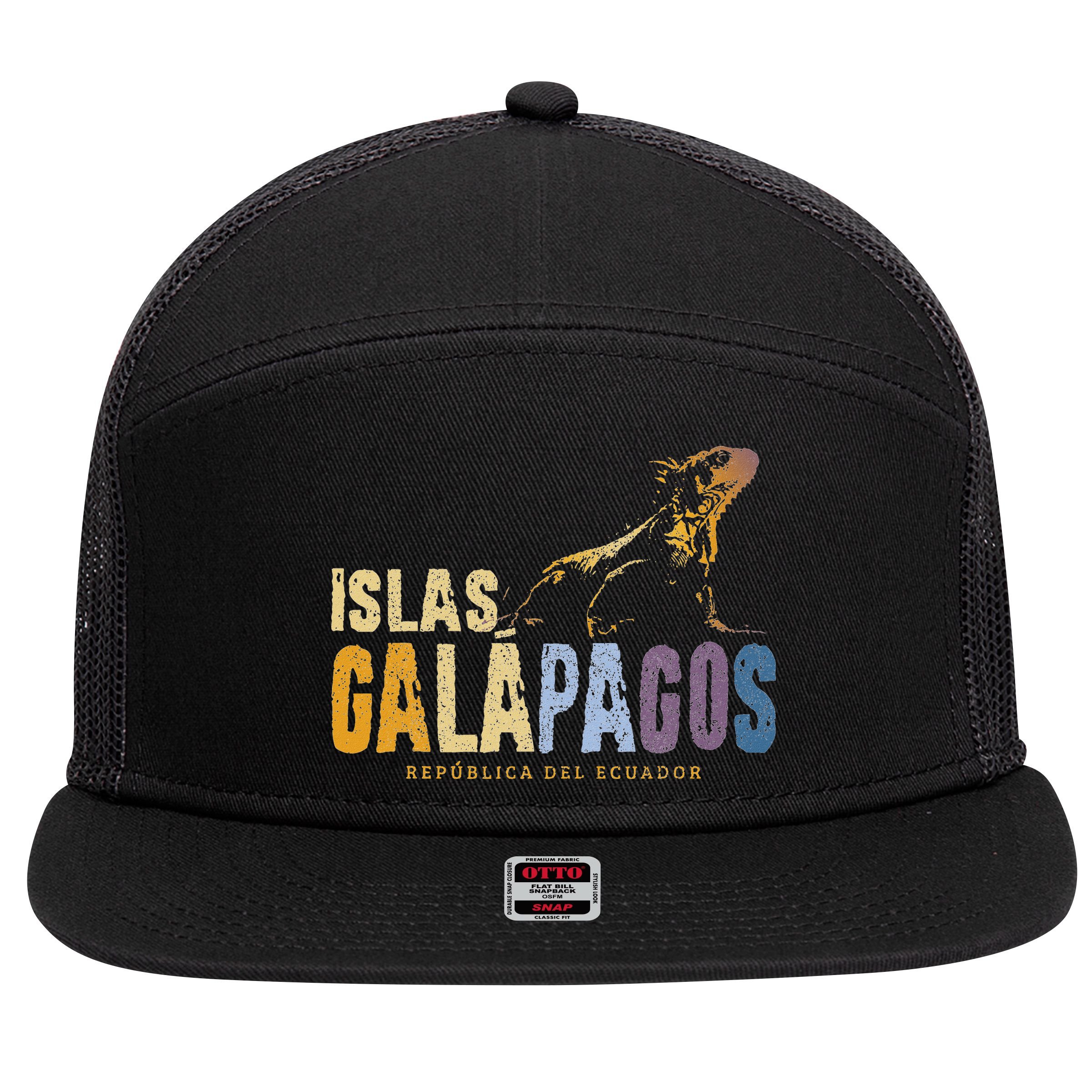 Galapagos Islands Islas Galapagos Iguana Ecuador 7 Panel Mesh Trucker Snapback Hat