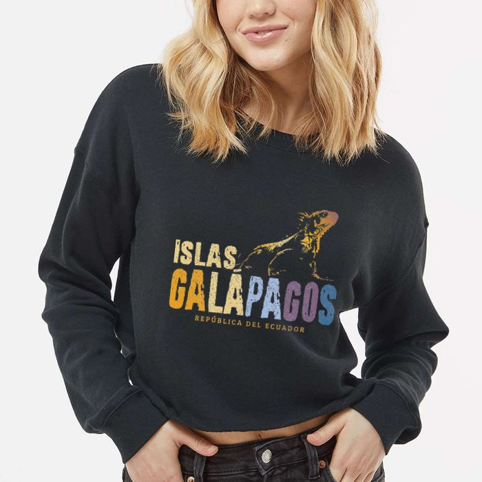Galapagos Islands Islas Galapagos Iguana Ecuador Cropped Pullover Crew