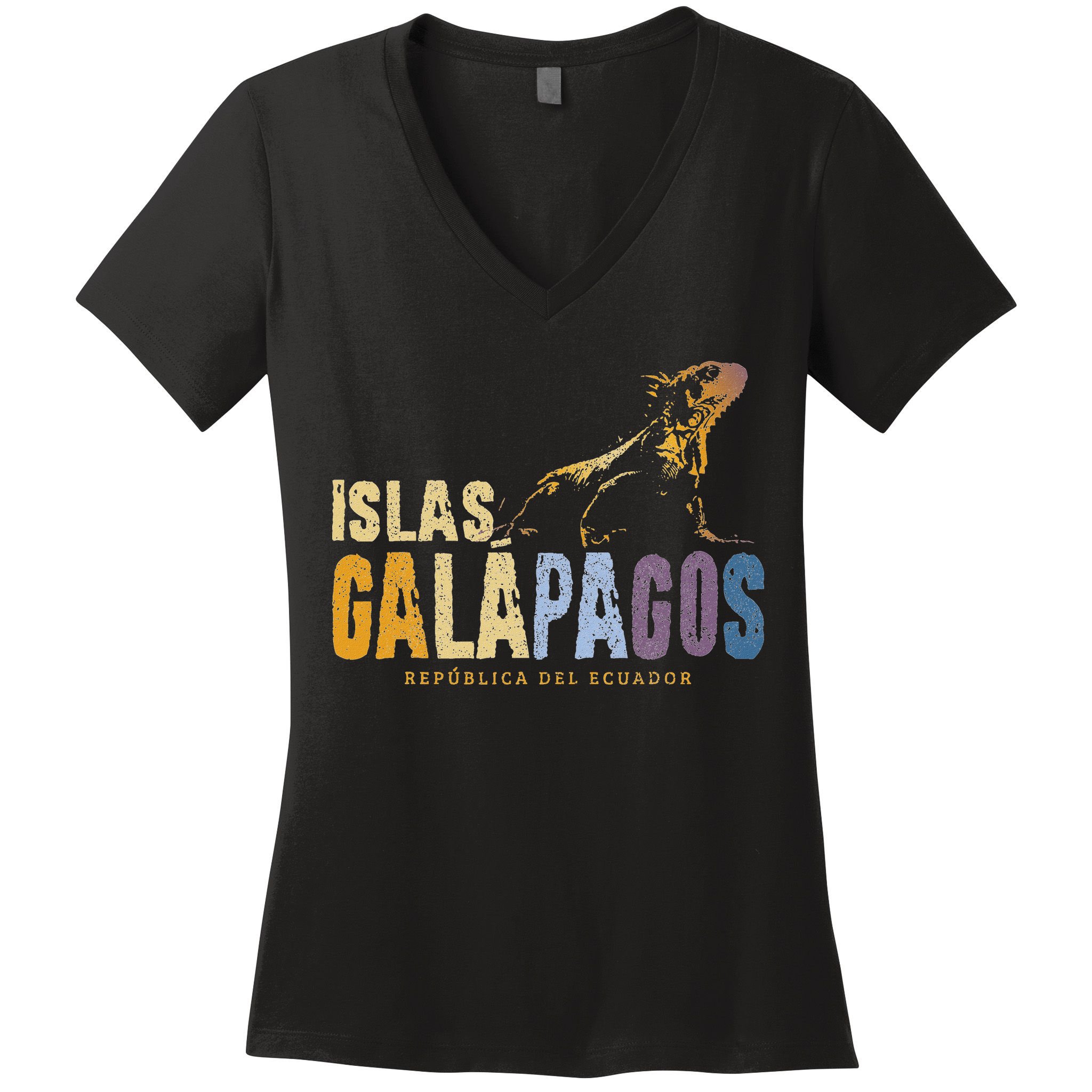 Galapagos Islands Islas Galapagos Iguana Ecuador Women's V-Neck T-Shirt
