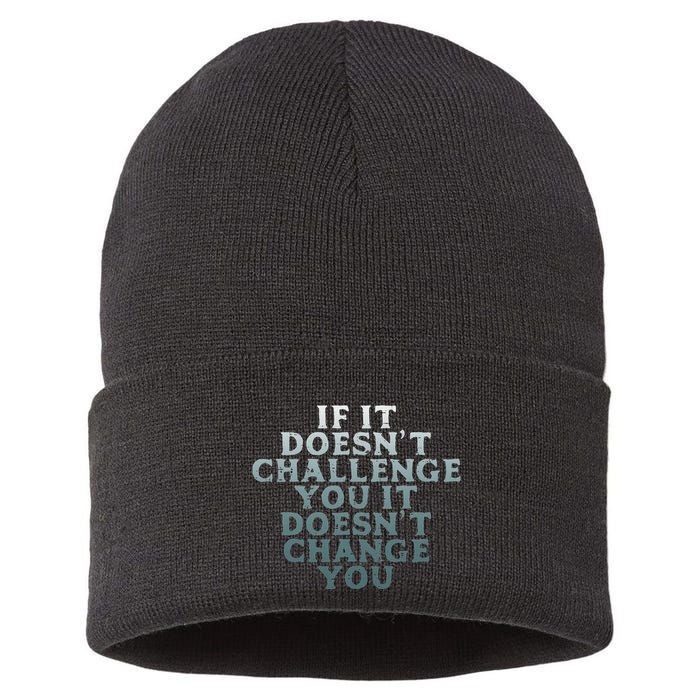 Gym If It Doesnt Challenge You Workout Motivation Sustainable Knit Beanie