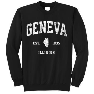 Geneva Illinois Il Vintage Athletic Black Sports Design Sweatshirt