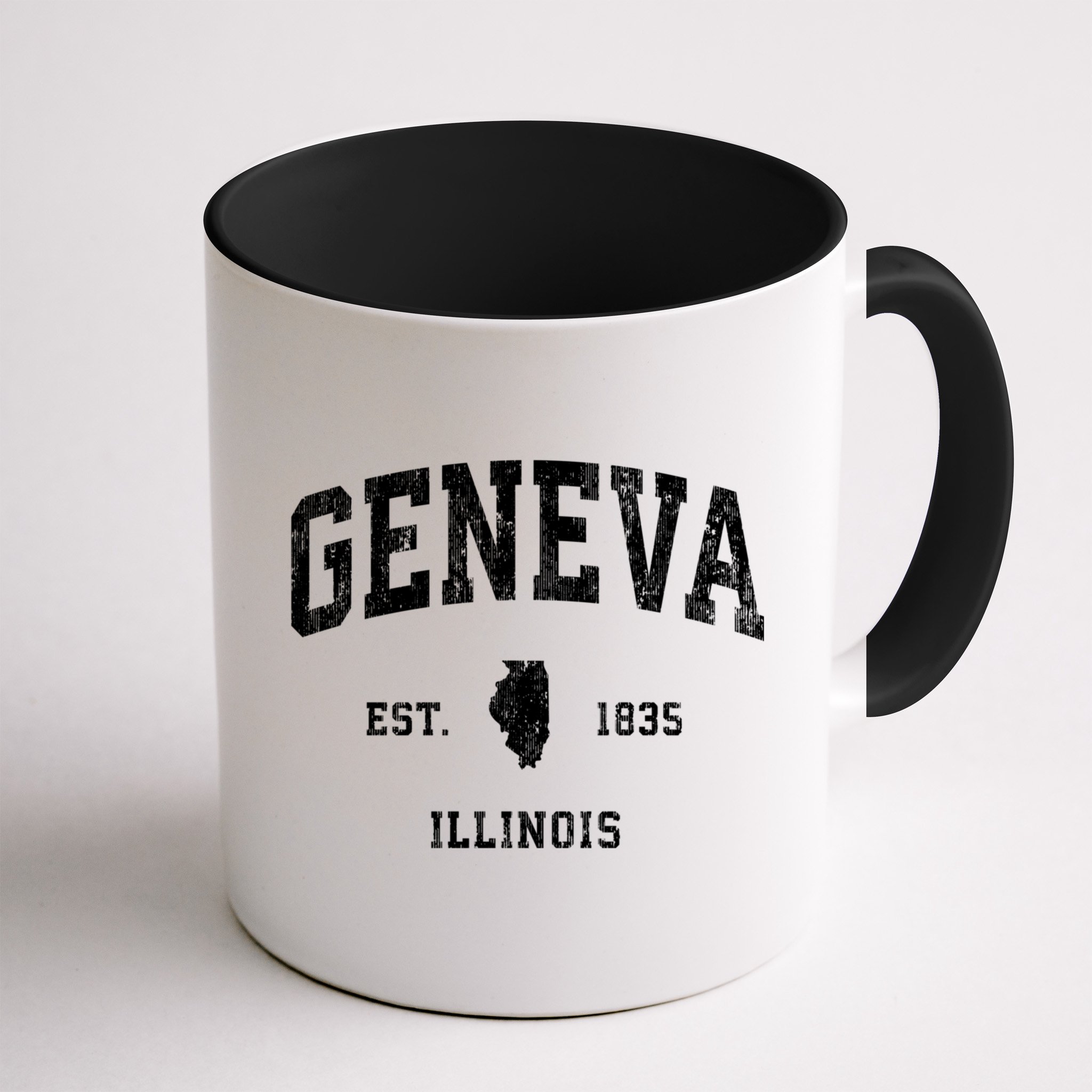 Geneva Illinois Il Vintage Athletic Black Sports Design Mug