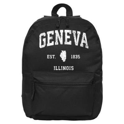 Geneva Illinois Il Vintage Athletic Black Sports Design 16 in Basic Backpack
