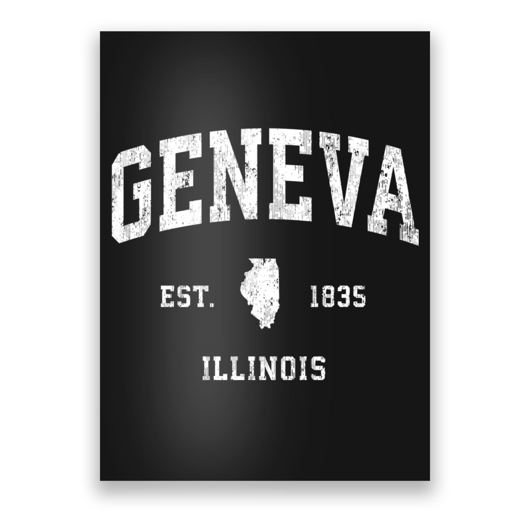 Geneva Illinois Il Vintage Athletic Black Sports Design Poster