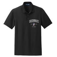 Greenwood Indiana In Vintage American Flag Sports Design Dry Zone Grid Polo