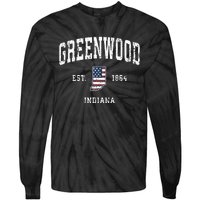 Greenwood Indiana In Vintage American Flag Sports Design Tie-Dye Long Sleeve Shirt