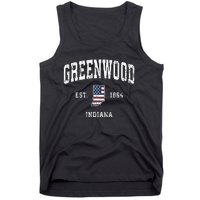 Greenwood Indiana In Vintage American Flag Sports Design Tank Top