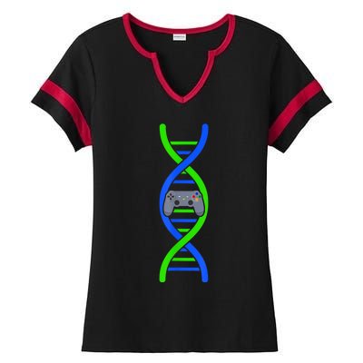 Gaming ItS In My Dna Gamer Ladies Halftime Notch Neck Tee