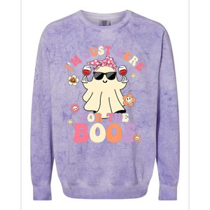 Groovy Im Just Here For The Boos Ghost Halloween Ing Gift Colorblast Crewneck Sweatshirt