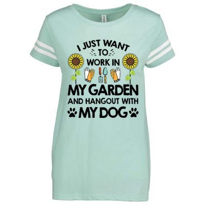 Gardener I Just Want To Work In My Garden Hang Out With Dog Enza Ladies Jersey Football T-Shirt