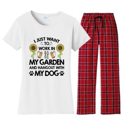 Gardener I Just Want To Work In My Garden Hang Out With Dog Women's Flannel Pajama Set