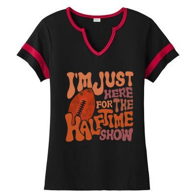 Groovy I'm Just Here For The Halftime Show Funny Football Gift Ladies Halftime Notch Neck Tee