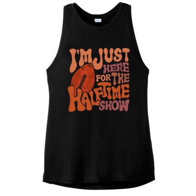 Groovy I'm Just Here For The Halftime Show Funny Football Gift Ladies PosiCharge Tri-Blend Wicking Tank