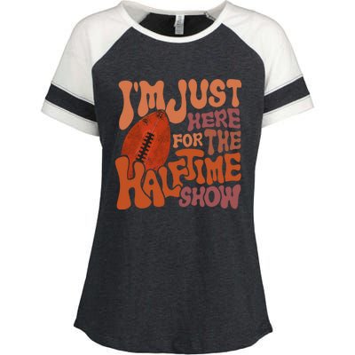 Groovy I'm Just Here For The Halftime Show Funny Football Gift Enza Ladies Jersey Colorblock Tee