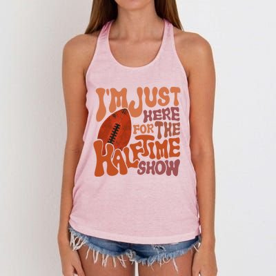 Groovy I'm Just Here For The Halftime Show Funny Football Gift Women's Knotted Racerback Tank