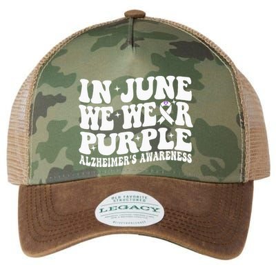 Groovy In June We Wear Purple Alzheimers Awareness Legacy Tie Dye Trucker Hat