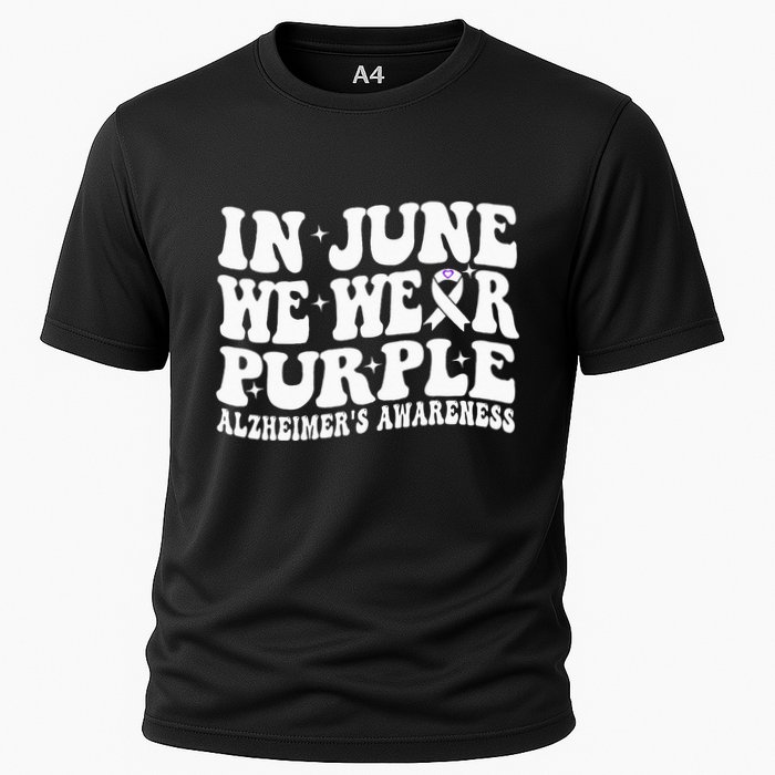 Groovy In June We Wear Purple Alzheimers Awareness Cooling Performance Crew T-Shirt