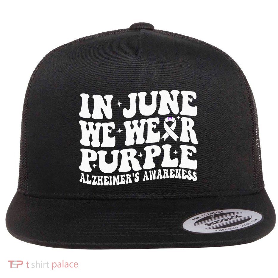 Groovy In June We Wear Purple Alzheimers Awareness Flatbill Hat