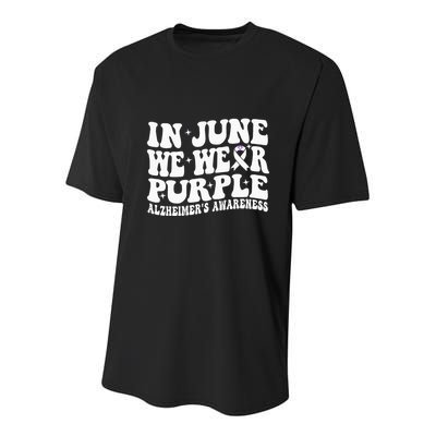 Groovy In June We Wear Purple Alzheimers Awareness Youth Performance Sprint T-Shirt