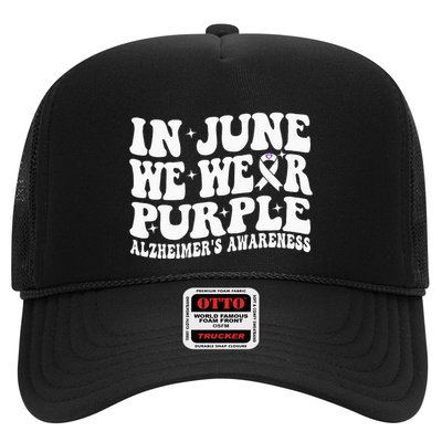 Groovy In June We Wear Purple Alzheimers Awareness Trucker Hat