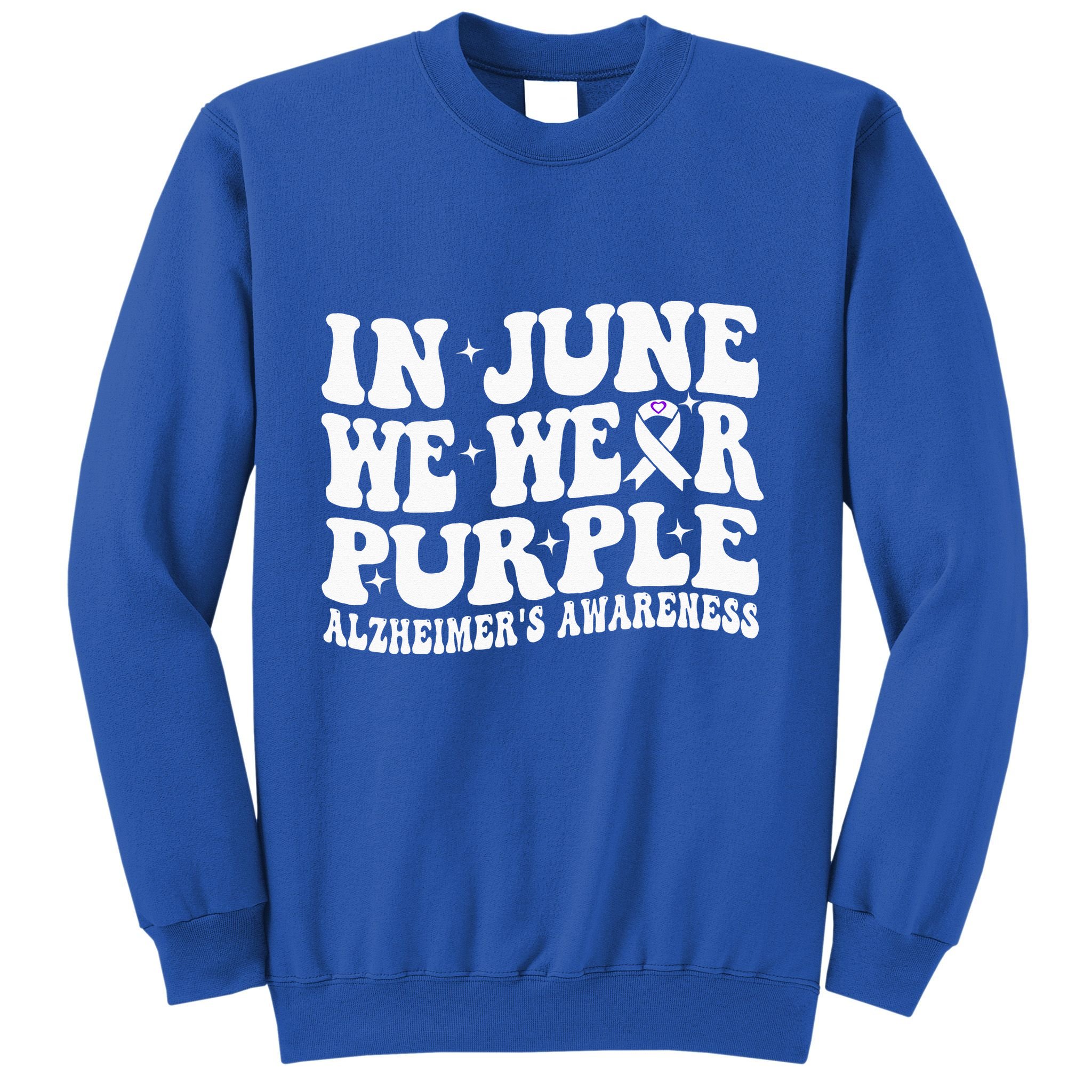 Groovy In June We Wear Purple Alzheimers Awareness Sweatshirt