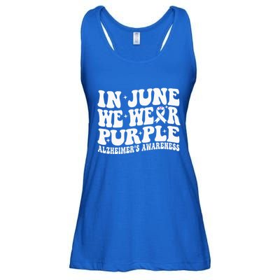 Groovy In June We Wear Purple Alzheimers Awareness Ladies Essential Flowy Tank