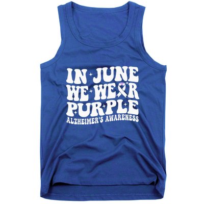 Groovy In June We Wear Purple Alzheimers Awareness Tank Top