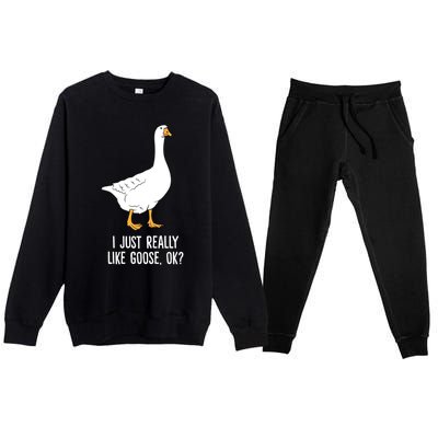 Goose I Just Really Like Goose Birds Gift Premium Crewneck Sweatsuit Set